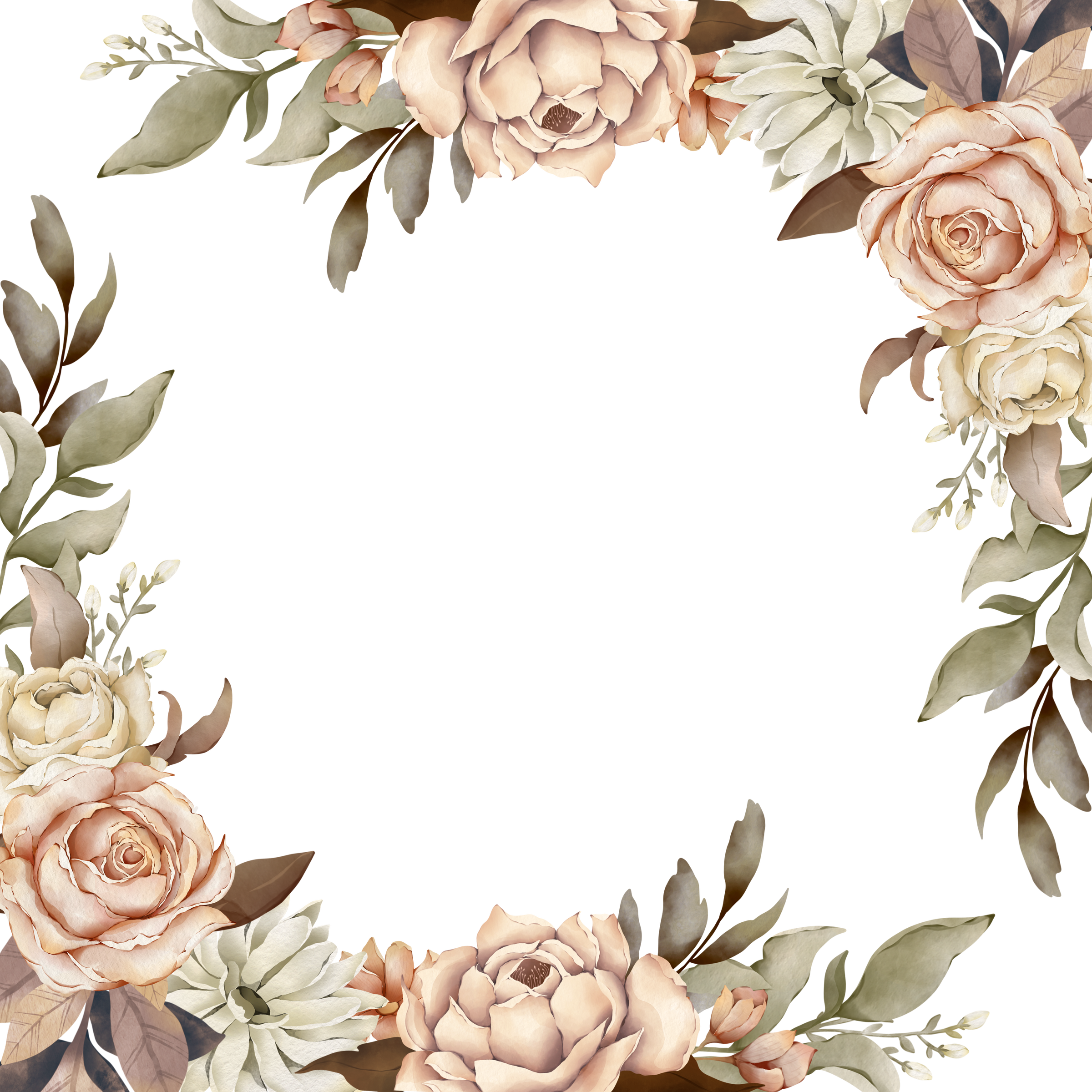 Watercolor autumn flower frame